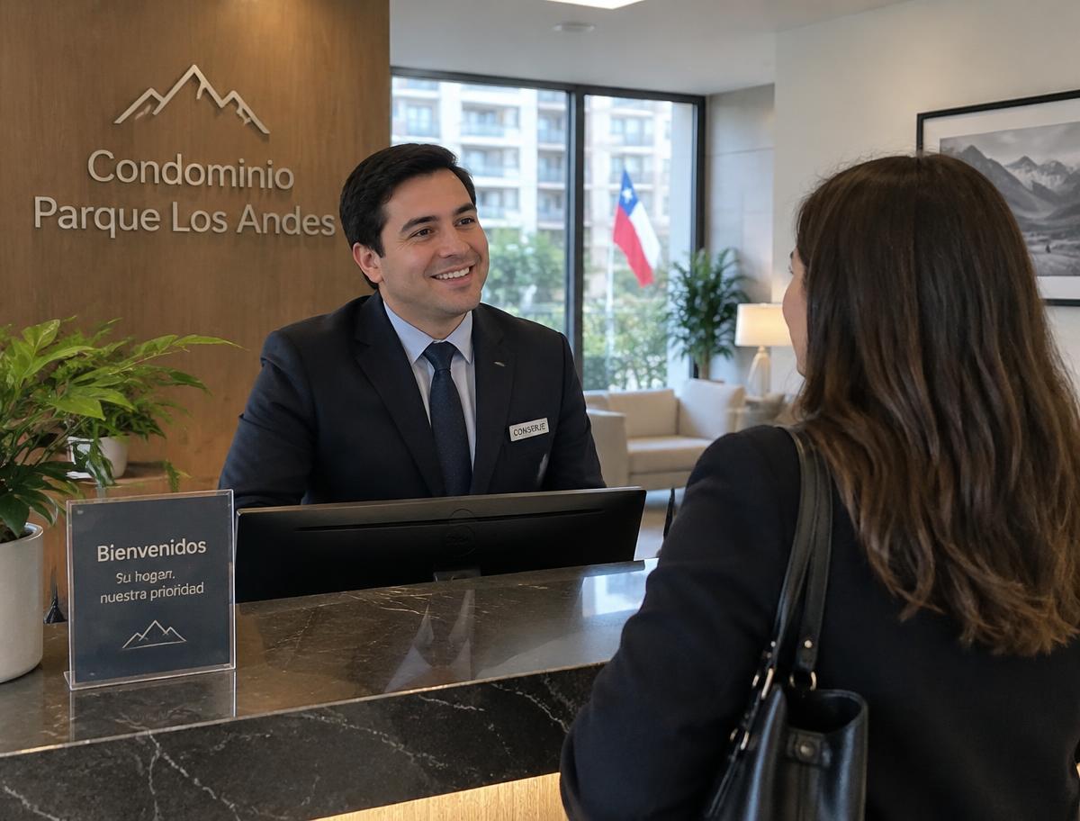 Conserje atendiendo a una residente